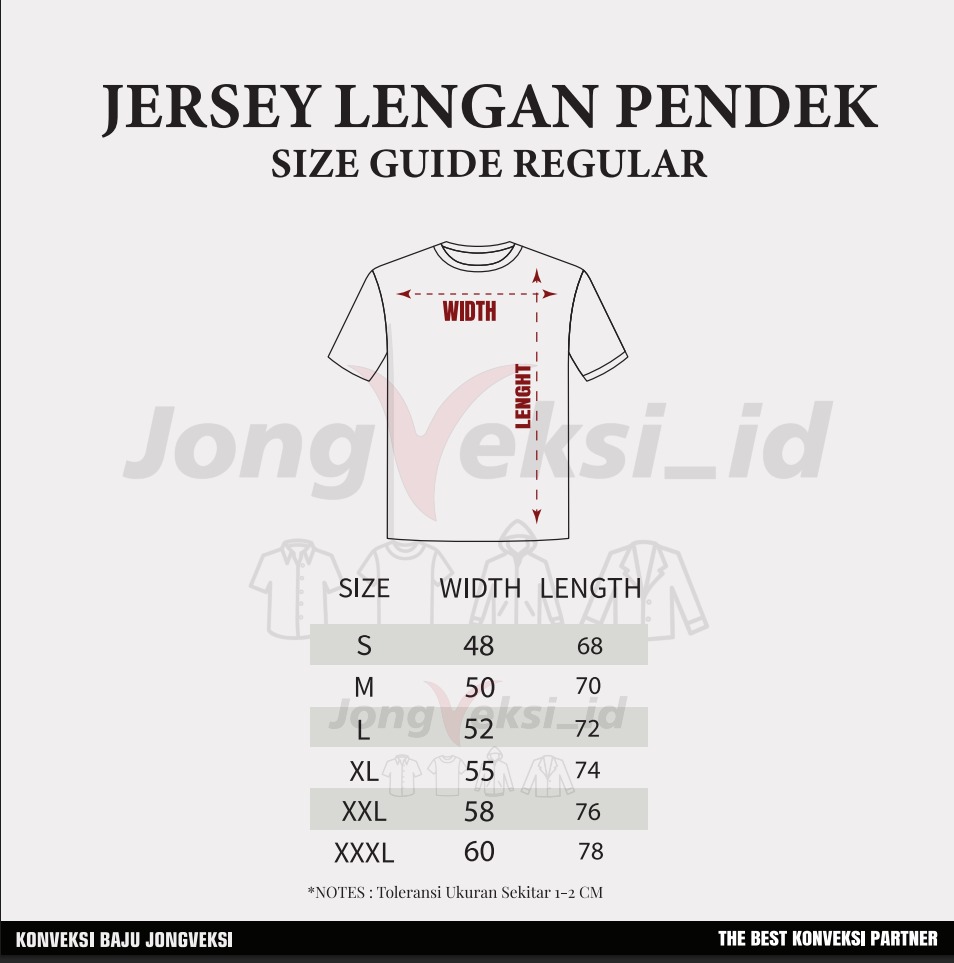 Size jersey jongveksi